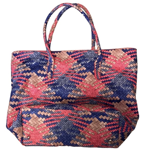 REDUCED Two Piece Large Tote Bag Set Pastel Pink, Blue, Taupe - Picture 4 of 8